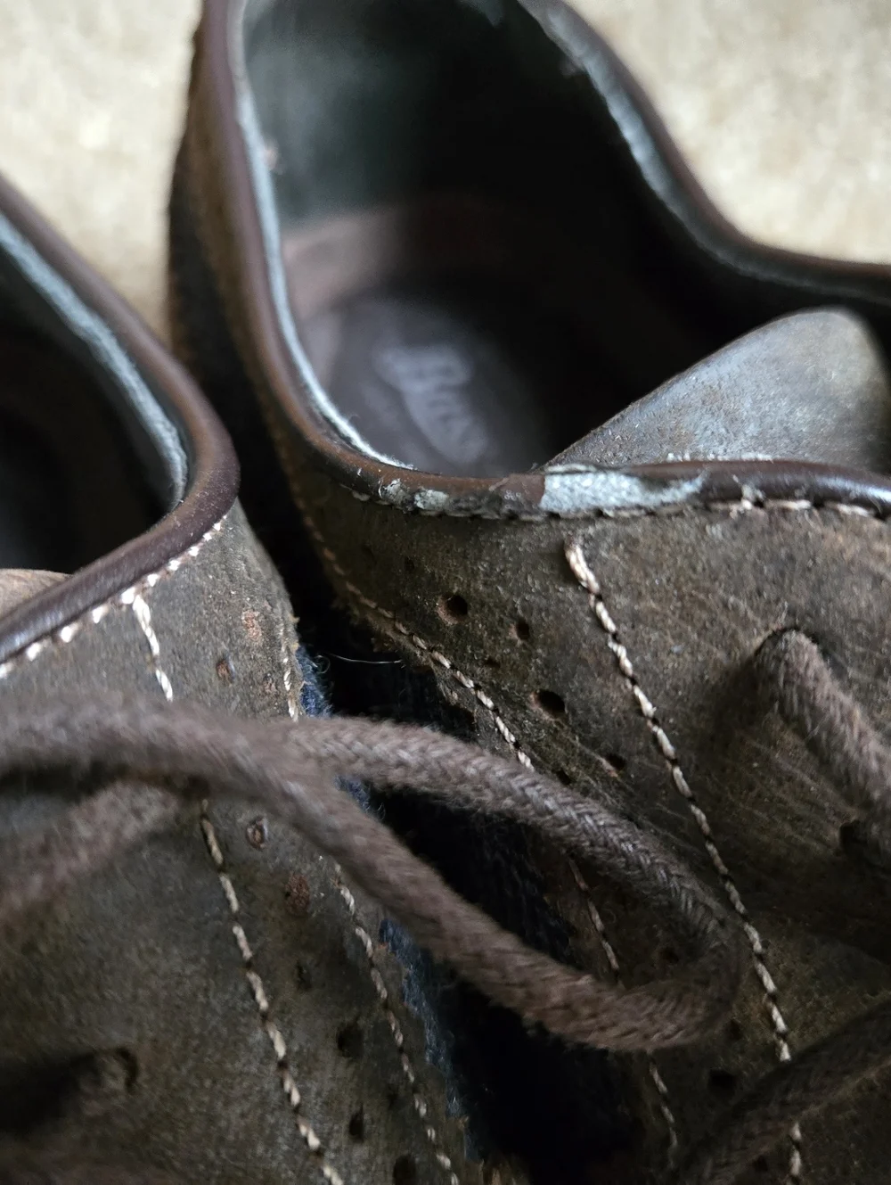 G.H. Bass & Co. Brown Suede and Blue Herringbone Wingtip Oxfords
